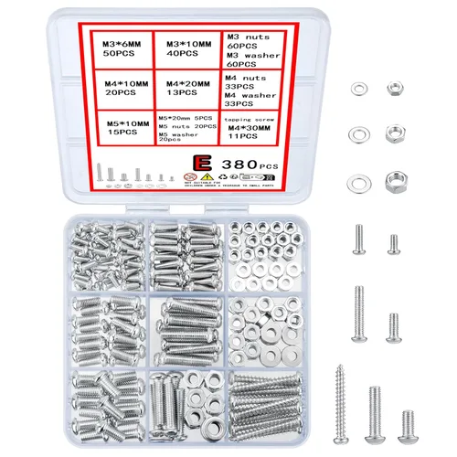 Vista 9 de wugongshan Juego de 550 piezas de tornillos, pernos y tuercas, tornillos y tuercas métricos de máquina y arandelas planas, juegos de pernos
