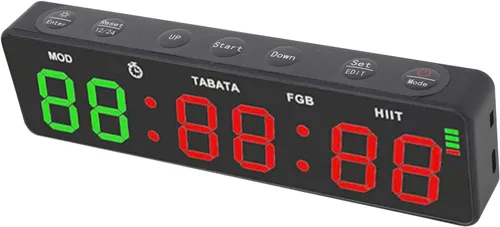 Vista 2 de Countdown Timer for Gym, Fitness Stopwatch with Magnetic Design, Portable HIIT Timer, 12/24 Hour Display, Compact for Workouts