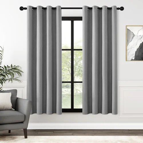 Vista 80 de ChrisDowa Cortinas 100% Opacas de Abedul Sólido de 45 Pulgadas de Largo, 2 Paneles para Dormitorio y Sala de Estar, Estilo Granja Oscurecedoras
