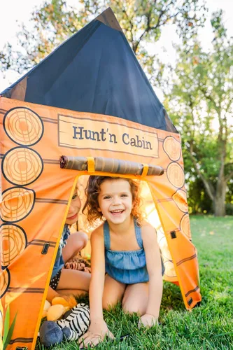 Vista 3 de Pacific Play Tents 61804 Kids Hunt'n Cabin Tent Playhouse, 39 x 27 x 43 pulgadas, marrón