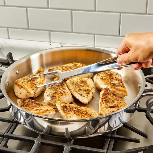 Vista 2 de All-Clad T103 - Tenedor de acero inoxidable de 13.5 pulgadas, herramienta de cocina, color plateado