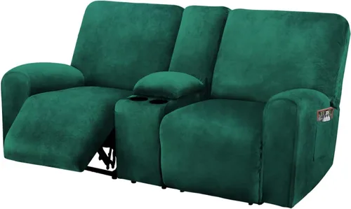 Vista 9 de ULTICOR Sofá reclinable de dos plazas con funda para consola central, fundas de sofá elásticas de terciopelo de 8 piezas, funda para sofá reclinable