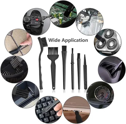 Vista 5 de Cepillo para teclado, 6 en 1, multiusos, portátil, mango de plástico, kit de cepillo antiestático de nailon para MacBook portátil, teléfono, teclado
