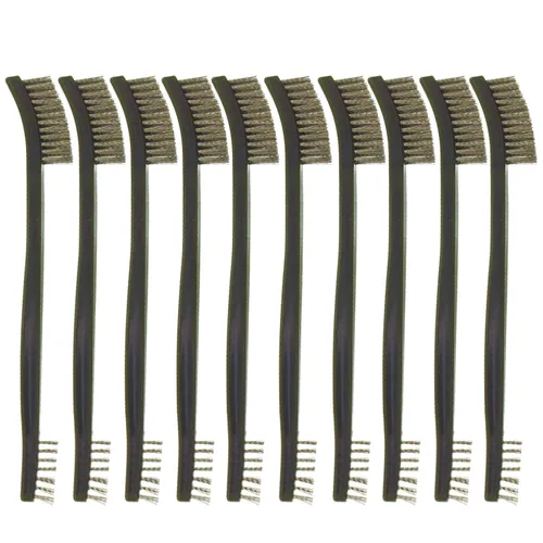 Vista 11 de Paquete de 10 cepillos de limpieza multiusos de doble punta para pistolas de 7 pulgadas, cepillos de cerdas de nailon de acero y latón (5 tipos)