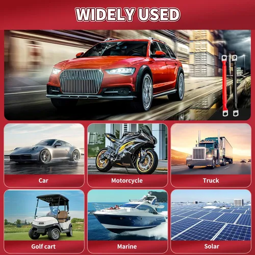 Vista 5 de Cable de batería de 2 AWG, 2 unidades, cables de batería de 5.9 pulgadas con terminales de anillo M8, cables de batería marinos de cobre puro, cable