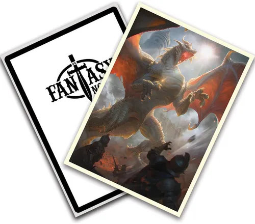 Vista 2 de Fantasy North - Dragon Series - 100 fundas para cartas TCG mate texturizadas - Se adapta a Magic MTG Commander Pokemon y otros juegos de cartas