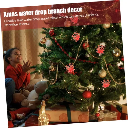 Vista 9 de 100 piezas de esquejes de árbol de Navidad, coronas de Navidad, palitos artificiales de cuentas florales, tallos de Navidad, adornos de árbol