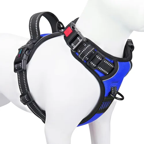 Vista 18 de PHOEPET Arnés para perro sin tirones, chaleco reflectante ajustable con asa de entrenamiento, bolsillo para identificación con nombre, 2 ganchos