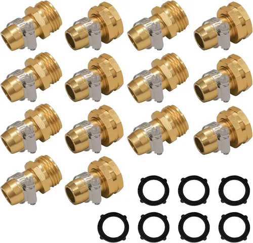 Vista 8 de Hourleey Conector de reparación de manguera de jardín con abrazaderas, apto para manguera de jardín de 3/4 o 5/8 pulgadas, juego de 2