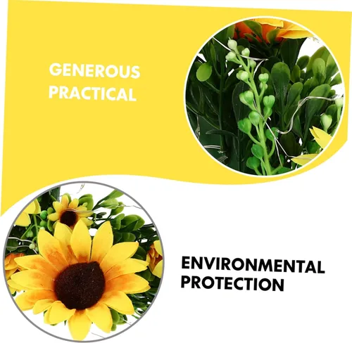 Vista 9 de OSALADI Guirnalda de girasoles con luces para puerta de Acción de Gracias, coronas de girasol, coronas de girasol para puerta delantera, corona