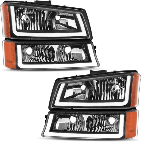 Conjunto de faros LED DRL Compatible con 2003 2004 2005 2006 Chevy Silverado/Avalanche 1500 1500HD 2500 2500HD 3500/07 Classic, 03 04 05 06, No