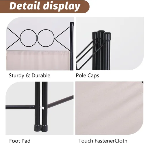 Vista 41 de Divisor de habitación de 4 paneles de 6 pies, marco de acero, pantalla plegable de privacidad, división independiente para el hogar, oficina, Azul