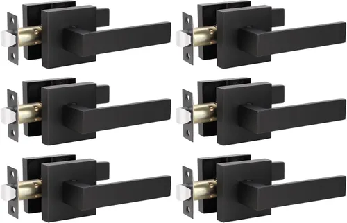 Vista 14 de KNOBWELL Paquete de 1 manija de puerta interior negra para uso en interiores, reversible para izquierda y derecha sin llave
