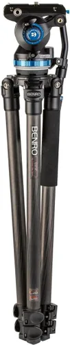 Vista 2 de Benro Kit de trípode de video de fibra de carbono con cabezal fluido S8 PRO - Cuenco de 2.953 in, patas de 3 secciones, carga útil de 17.6 lb