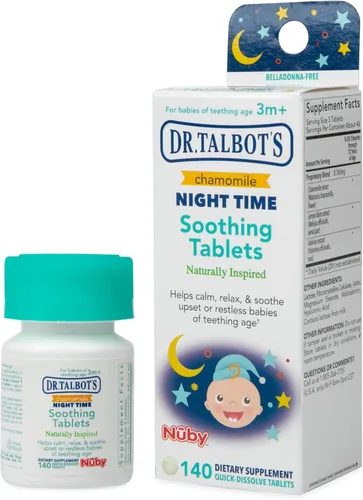 Dr. Talbot's Tabletas calmantes de manzanilla nocturnas, de inspiración natural, disolución rápida, 140 unidades
