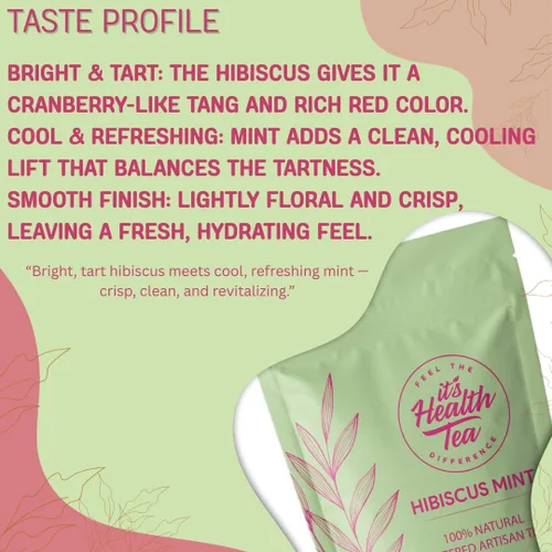 Vista 3 de Mezcla de té de hierbas y menta de hibisco - 30 bolsas de té (súper antioxidante) sin cafeína