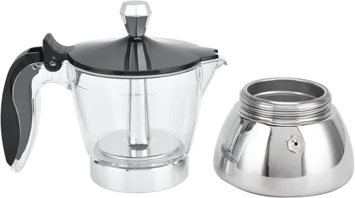 Tbest Estufa moderna transparente percolador acero inoxidable vidrio italiano 4 tazas cafetera de acero inoxidable cafetera olla cafetera