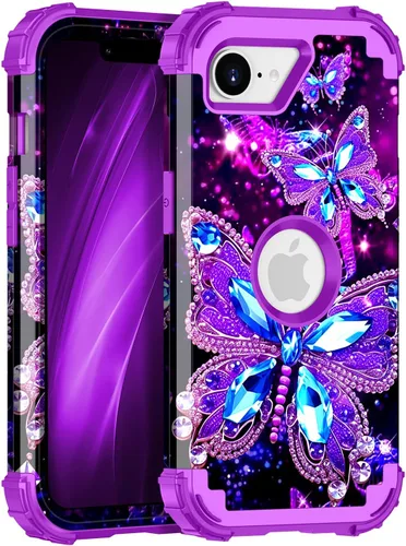 Vista 14 de Miqala Funda para iPhone 12, iPhone 12 Pro, que brilla en la oscuridad, tres capas, resistente a los golpes, protección de plástico duro + funda