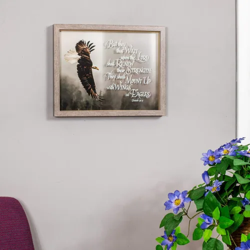 Vista 2 de Dicksons Placa decorativa de madera con texto en inglés "Wait Upon The Lord Renew Strength" Black Eagle (12 x 15 pulgadas)