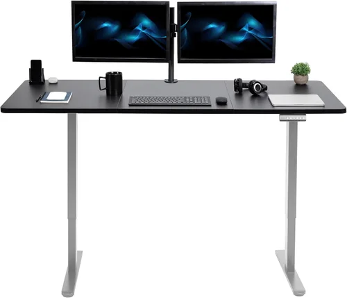 Vista 64 de VIVO DESK-KIT-E2B1B - Escritorio eléctrico de pie con motor doble, ajuste de altura de memoria, serie E2B, marco negro superior negro, DESK-KIT-E2B1B