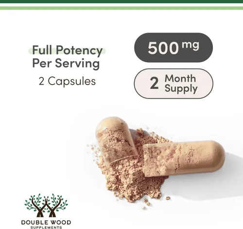 Vista 6 de Cápsulas de Ashwagandha, 120 unidades (500 mg de extracto 20:1 de potencia) Adaptógeno alivio del estrés de Double Wood