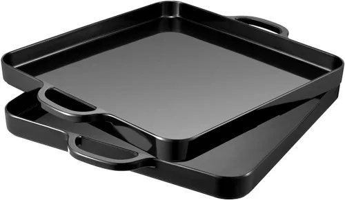 Vista 10 de Bandejas cuadradas para servir con asas, color blanco melamina de 12.5 x 12.5 pulgadas, a prueba de derrames, juego de 2 bandejas para cocina