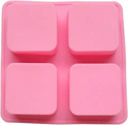 HERCHR Molde de silicona para brownies, molde cuadrado antiadherente de 4 cavidades, molde de caramelo de chocolate, molde de mousse para hornear,