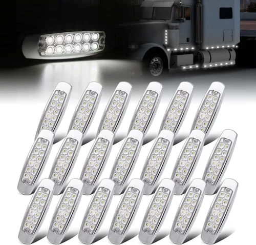 Vista 15 de Paquete de 20 (10 ámbar + 10 rojo) Luces LED de marcador lateral de 12 V con enchufe de 2 cables (CC), 12 luces LED para guardabarros, montaje