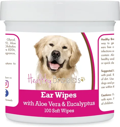 Vista 15 de Healthy Breeds Shih Tzu Toallitas de limpieza de oídos con aloe y eucalipto para perros, 100