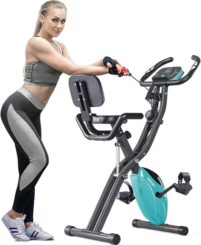 Vista 12 de Merax Bicicleta de entrenamiento para el hogar: bicicleta estática reclinada 2 en 1 y posiciones verticales de bicicleta de ciclismo