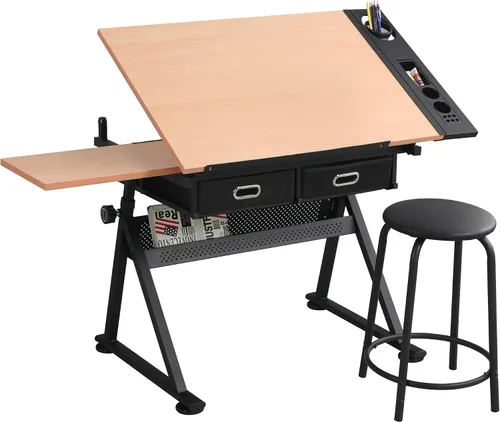 Mesa de dibujo de dibujo de altura ajustable, mesa de arte, mesa inclinable, para manualidades, pinturas, estación de trabajo, mesa para artista