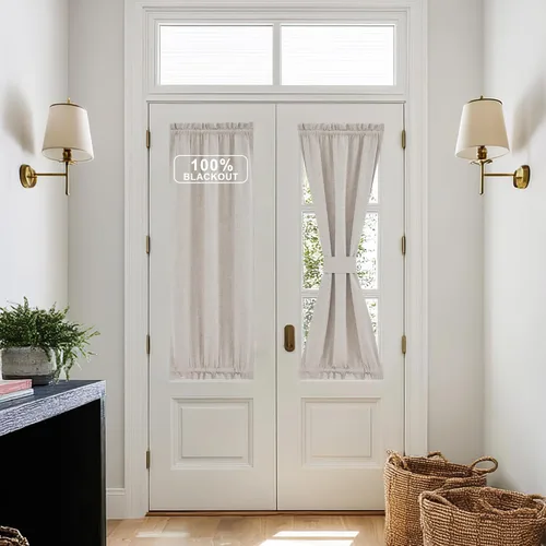 Vista 76 de NICETOWN Cortinas de Lino para Puerta Lateral - Cortinas Opacas con Aislamiento Térmico para Puerta Delantera Francesa para Sombra Pequeña