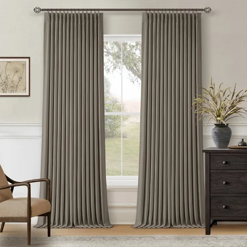 Vista 63 de Juego de 2 paneles de cortinas plisadas negras de 80 pulgadas para sala de estar, cortinas plisadas de lino con forro de 80 pulgadas de largo, 100%