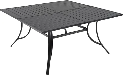 Vista 7 de Anmutig Mesa de patio pequeña cuadrada de 27.5 pulgadas con resistente a la intemperie para comedor al aire libre, color negro