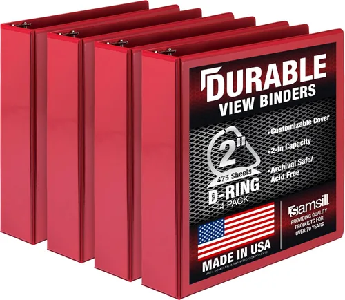 Vista 126 de Samsill Carpeta duradera de 3 anillos de 1 pulgada, fabricada en Estados Unidos, carpeta de anillos en D, cubierta transparente personalizable