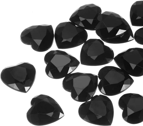 Vista 38 de MECCANIXITY 20 piezas de diamantes de imitación acrílicos de corazón de 0.98 pulgadas (0.984 in) con parte trasera plana, gemas de plástico