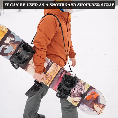 Vista 6 de Snowboard Leash - 41 Inch Adjustable Snowboard Leash Bindings Straps for Men & Women (2 Pcs, Black)