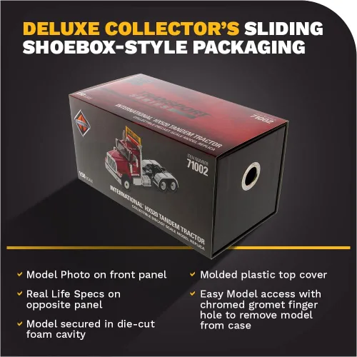 Vista 5 de Diecast Masters Tractor tándem de cabina de día internacional HX520 SFFA escala 1:50 Serie de transporte Modelo rojo 71002