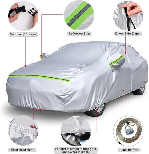 Vista 2 de Fundas impermeables de repuesto para Honda Civic Sedán 2011-2025, 6 capas para todo tipo de clima, ajuste personalizado, con puerta con cremallera