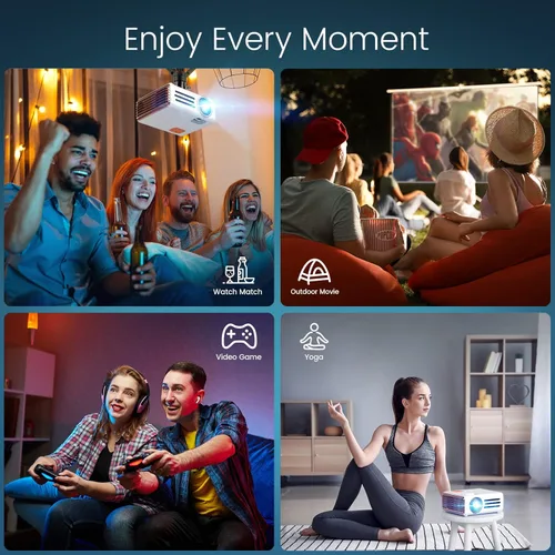 Vista 7 de Proyector WiFi Bluetooth nativo 1080P [pantalla de proyector incluida], proyector de película para exteriores Full HD de 9500L, motor óptico