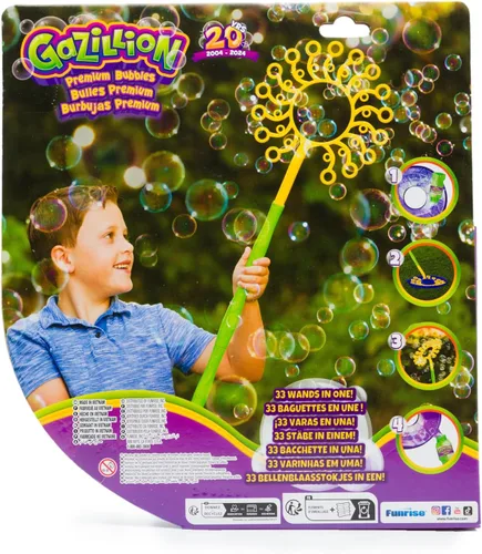 Vista 7 de Gazillion Mega-Zillion Wand, 33 Mini Wands, 3ft. Handle & 2 Bottles of Solution - Create Zillions of Bubbles in Seconds!
