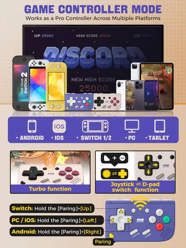 Vista 8 de IINE Mini Retro Game Controller, Pocket-Size Wireless Mini Game Controller with Keychain Design, Portable Travel Controller for Mobile & PC Gaming