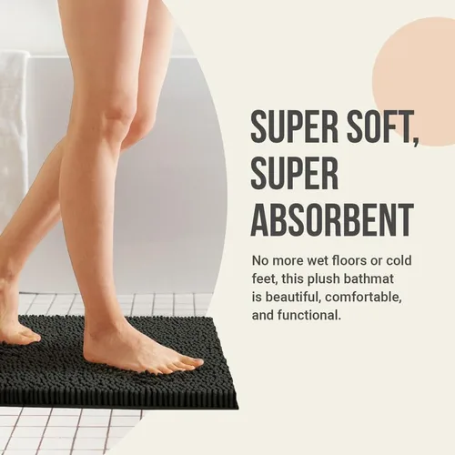 Vista 2 de ITSOFT - Tapete extragrande de microfibra de felpilla, suave, antideslizante, absorbente, lavable a máquina, peludo y de secado rápido