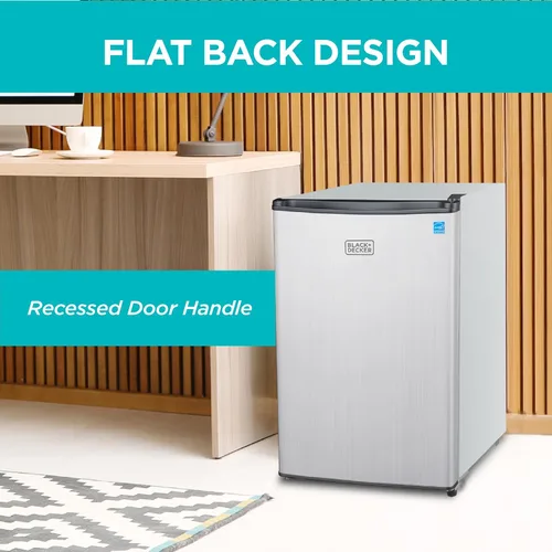 Vista 6 de BLACK+DECKER Refrigerador compacto de 2.5 pies cúbicos, certificado ENERGY STAR, mini refrigerador de una sola puerta con compartimento enfriador