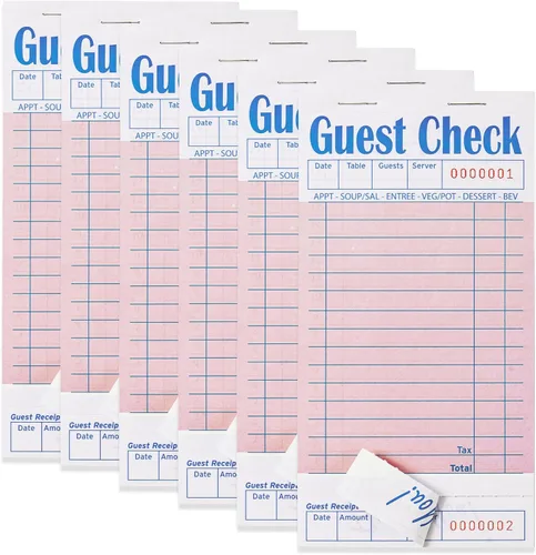 Vista 33 de ZPARIK Libros de cheques de invitados para servidores, bloc de notas de servidor, paquete de 6, papel de color natural, bloc de notas para camarera