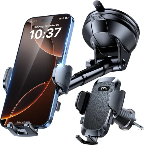 【Verdadero grado militar 2025】Soporte de teléfono para automóvil YRU 【Succión y clip más fuertes mejorados】 Soporte de teléfono celular para