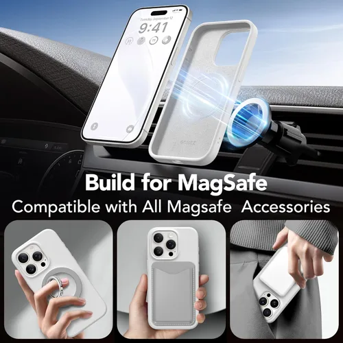 Vista 267 de GONEZ Funda magnética para iPhone 14, compatible con Magsafe, con protector de pantalla + protector de cámara, forro de microfibra antiarañazos