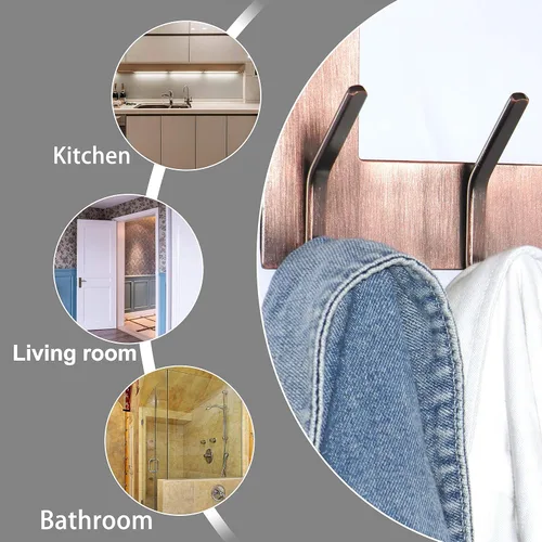 Vista 6 de Dseap Percha para colgar sobre la puerta, 6 ganchos para colgar ropa, sombrero, toalla, cobre antiguo