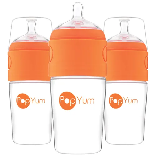 Vista 17 de PopYum Biberones de 5 oz de naranja anticólicos para hacer fórmula/mezcla/dispensador, paquete de 2 (con pezones #1)
