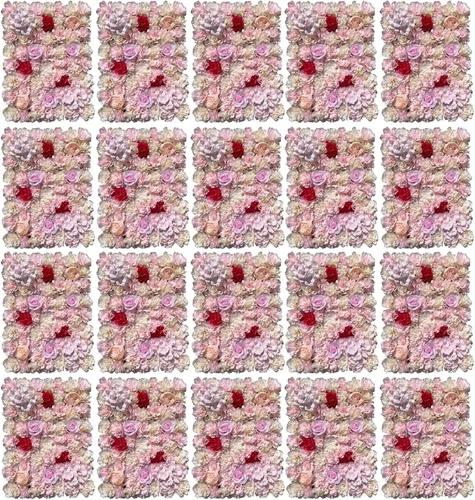 Vista 48 de Paneles de pared de flores artificiales de 16 x 24 pulgadas, tapetes de pared de flores de seda para jardín al aire libre, patio, valla, valla de 4